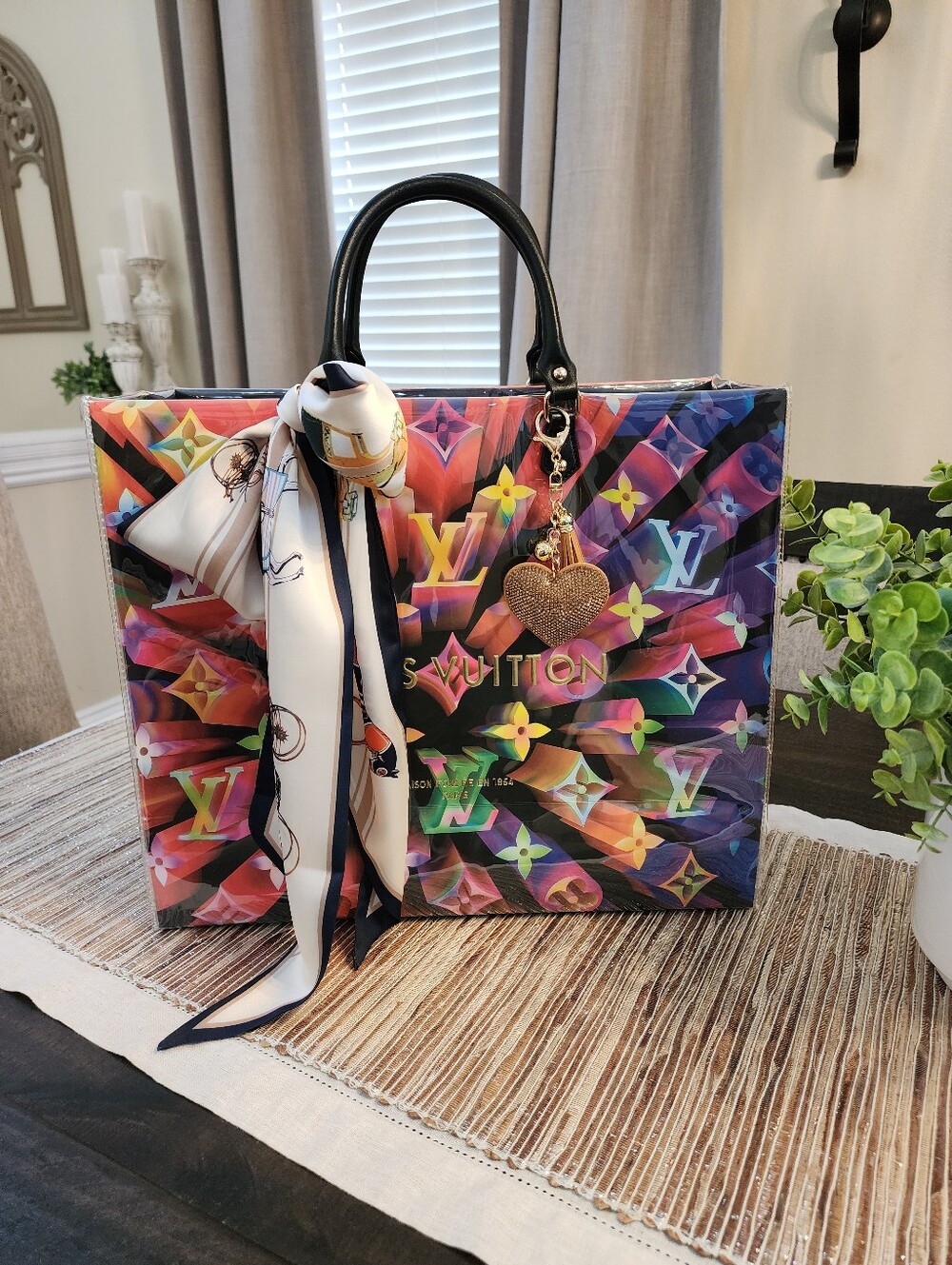 LOUIS VUITTON PRISM GIFT BAG elevated into a durable more functional tote